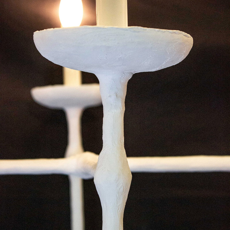 Six Light Plaster Chandelier in Giacometti Style - Lamptouch
